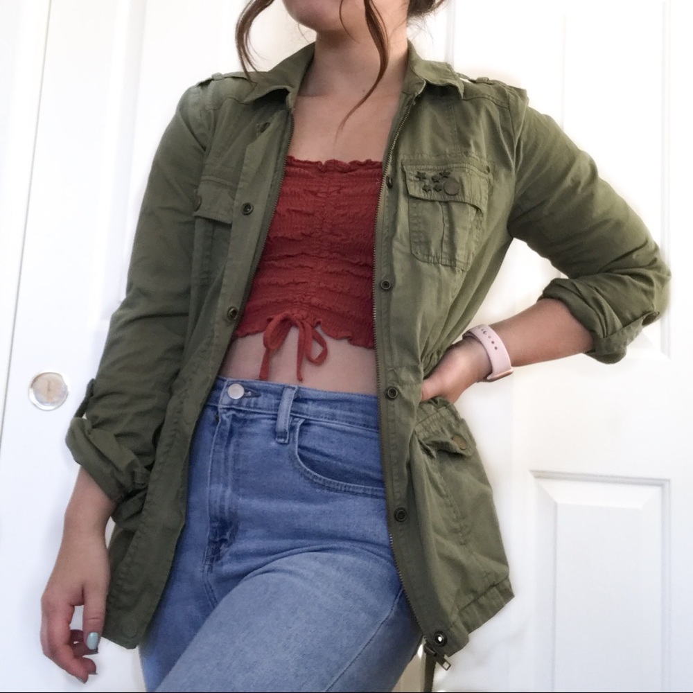 olive green utility jacket